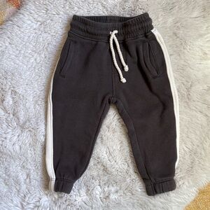 Kids Black Jogger Pants with White Stripes